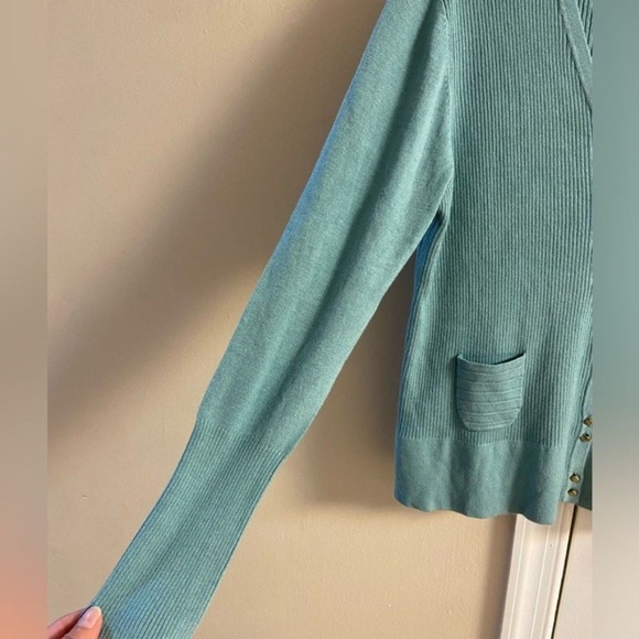 Cortifiels Mint Green Ribbed Cardigan button up Sz 8 NWT - Picture 4 of 6
